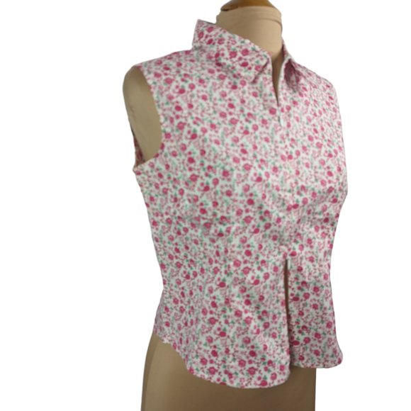 NO BOUNDARIES STRETCH Double Zipper Cotton Sleeveless Top White Pink Junior Med - Picture 5 of 13